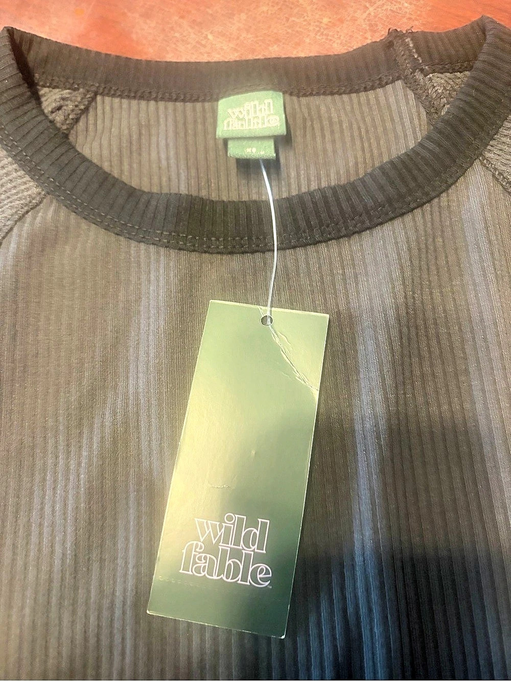 Wild Fable Ribbed Ringer Crop Tee Gray XS - Picture 5 of 5